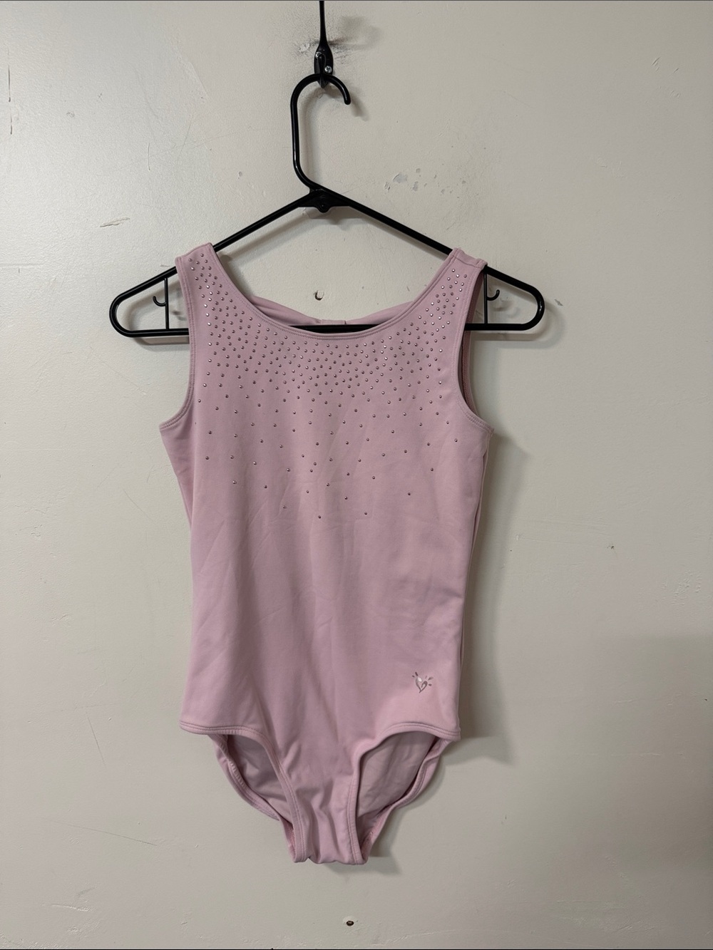 Justice Light Pink Rhinestone Tank Leotard
